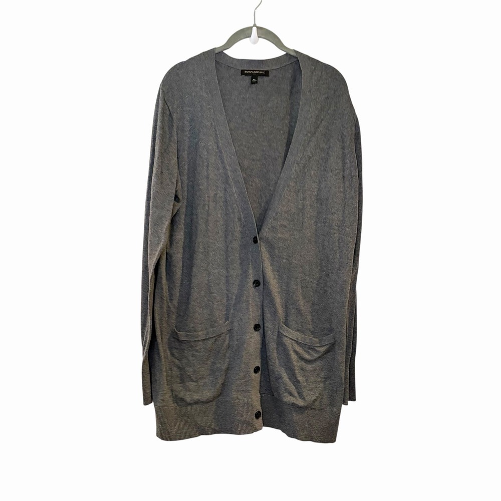 Banana Republic Women's Cardigan Sweater SZ XL Gray with Pockets and Buttons